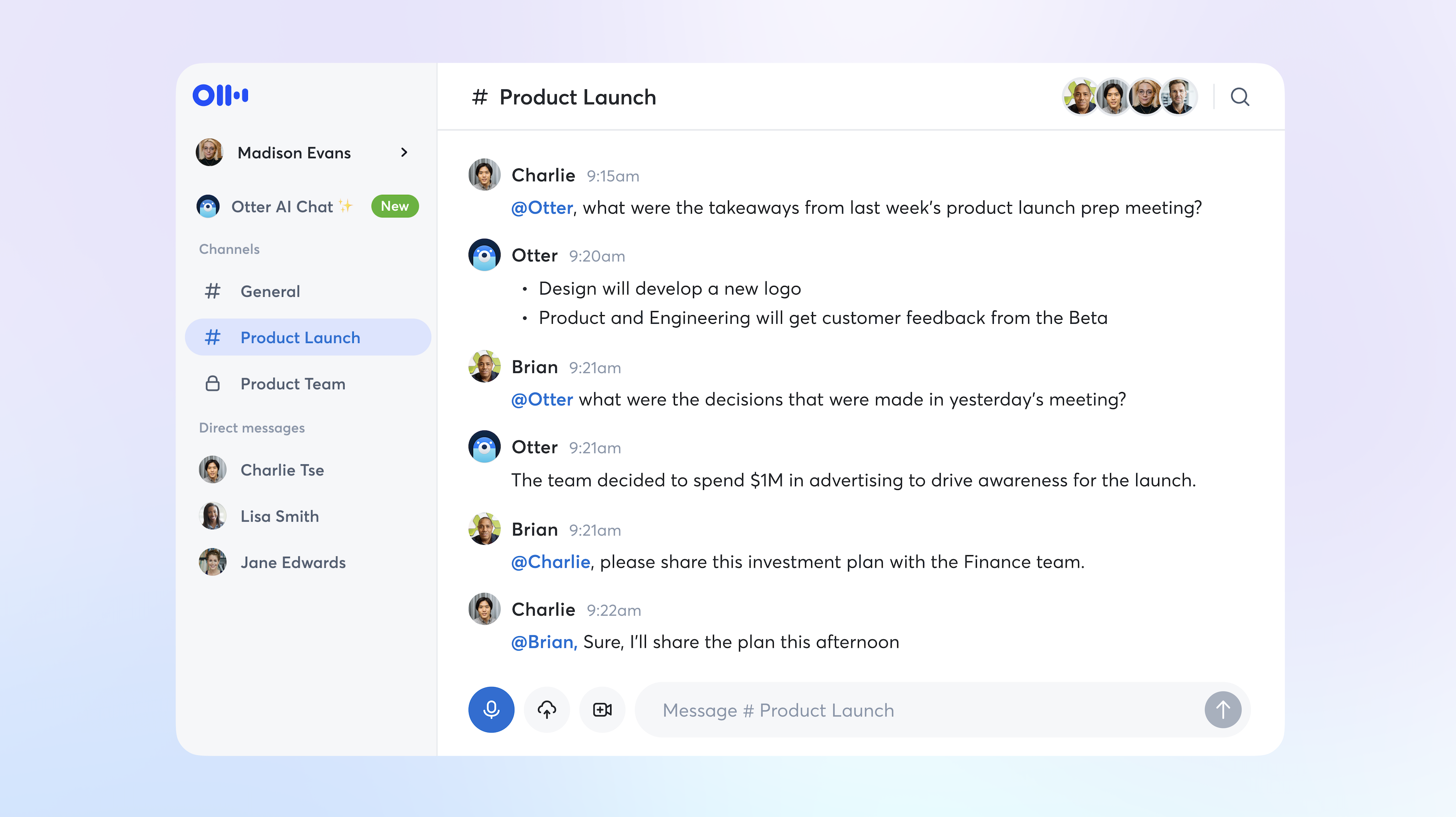 Smarter Team Collaboration with AI Chat in Channels Otter.ai